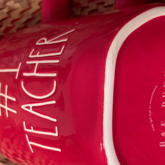 Rae Dunn #1 Teacher Mug - NEW Artesian Collection - Mug Cup Red Glossy Coffee - Picture 6 of 12